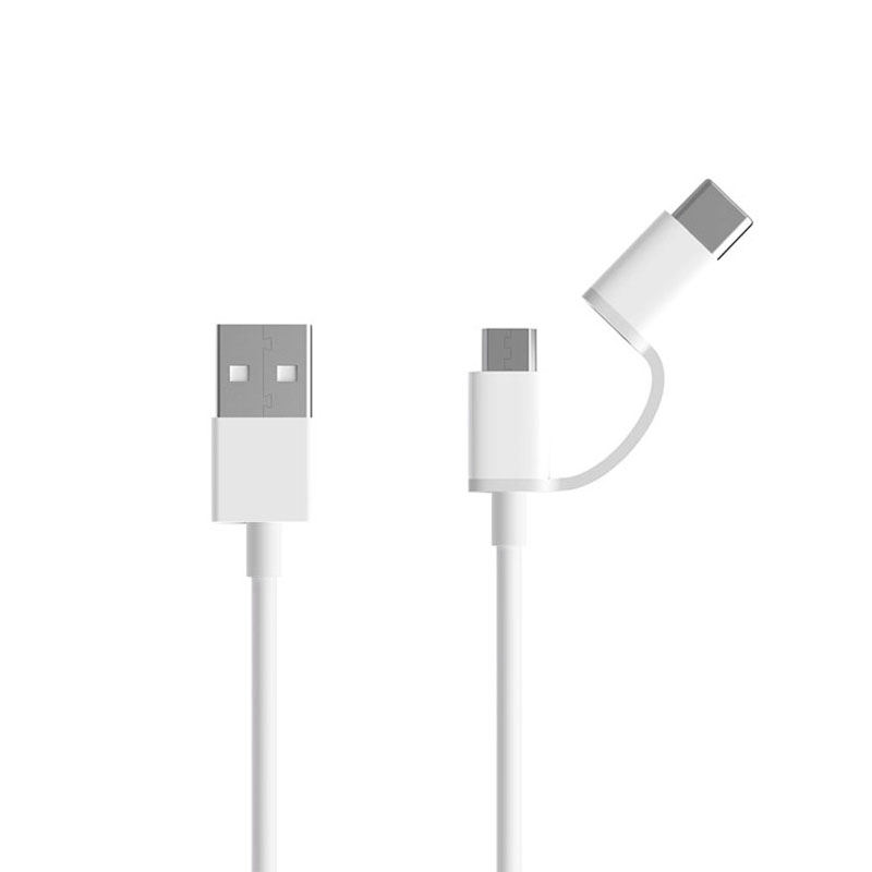 Cable De Datos Mi 2-in-1 Usb Cable Micro Usb To Type C 100 cm Blanco