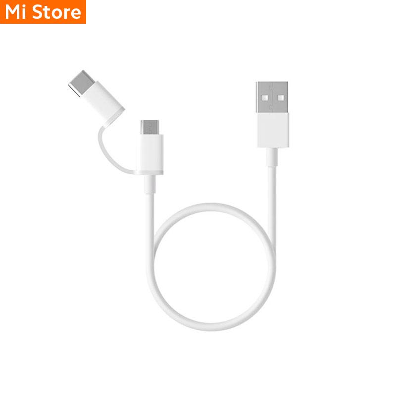 Cable De Datos Mi 2-in-1 Usb Cable Micro Usb To Type C 30 cm White